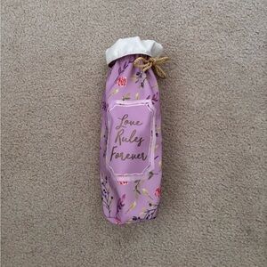 Floral Wine Bottle Cover / Gift Bag with Gold Drawstring Accent